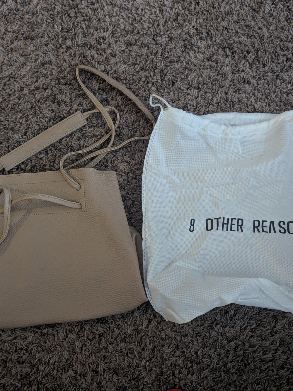 8 Other Reasons Taupe Pebbled Leather Shoulder Tote